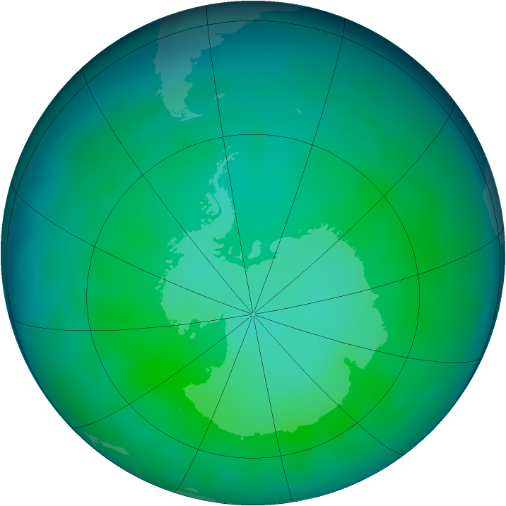 Antarctic ozone map for May 2012